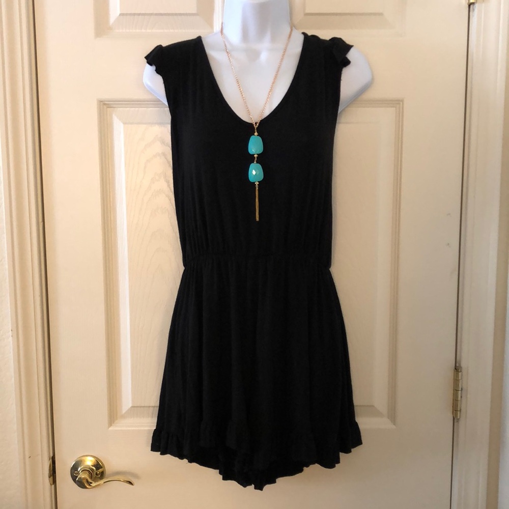 Black Flutter Sleeve Romper
